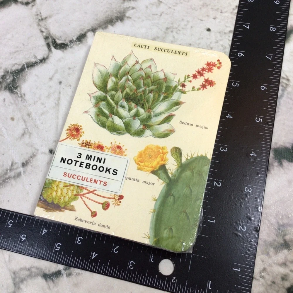 Cavallini - Set of‎ 3 Mini Notebooks - Succulents/Cacti - Lined, Blank & Graph